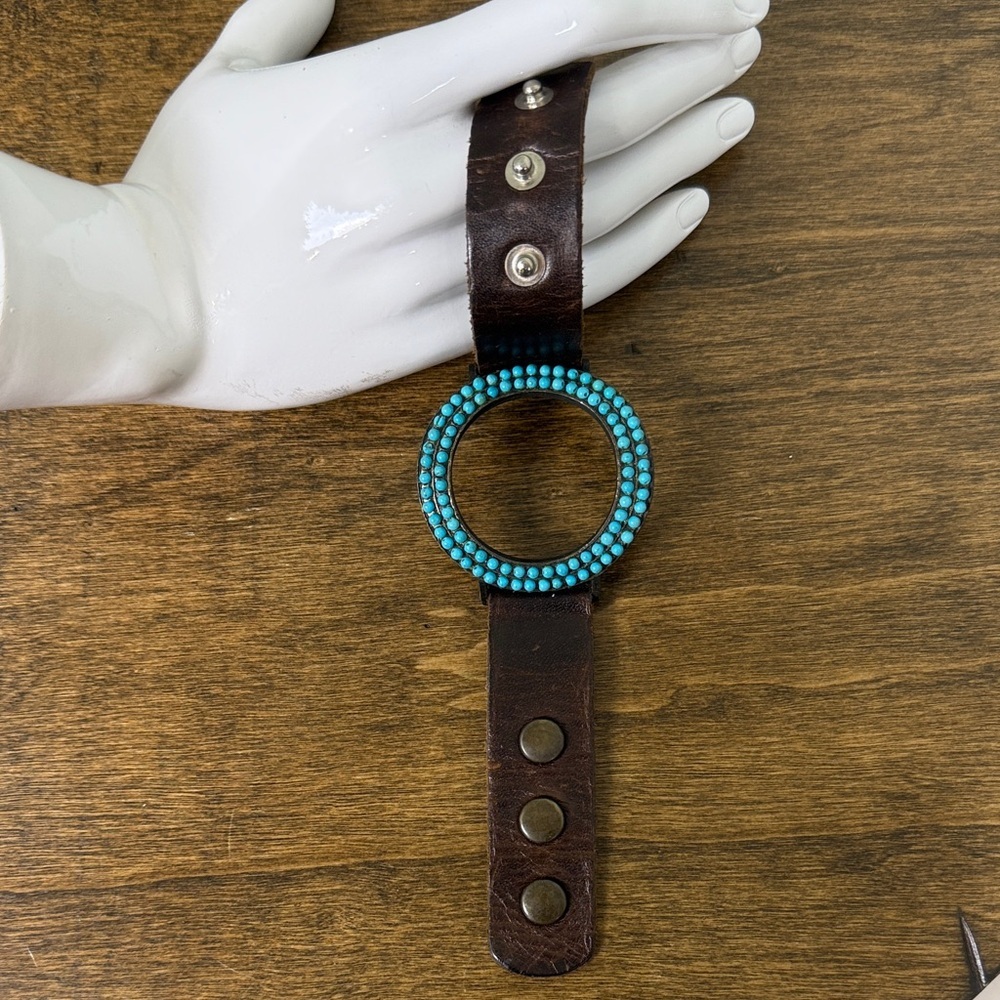 ReBel Turquoise Donut and Leather Bracelet  Boho Coastal Cowgirl